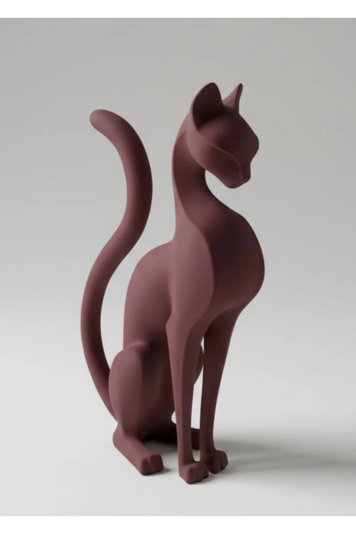 Modern Geometrik Kedi Biblosu — Rita Rossa elde boyanmış dekoratif obje
