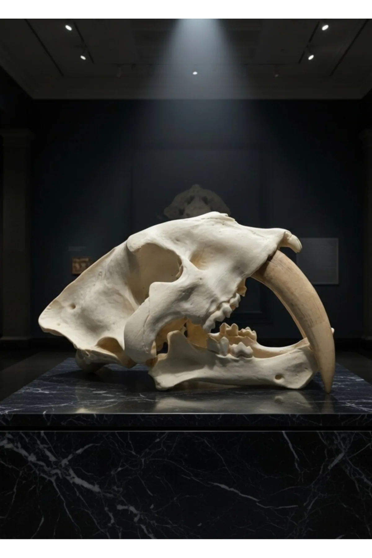 Smilodon Populator – Dev Kılıç Dişli Kaplan Kafatası — Rita Rossa elde boyanmış dekoratif obje